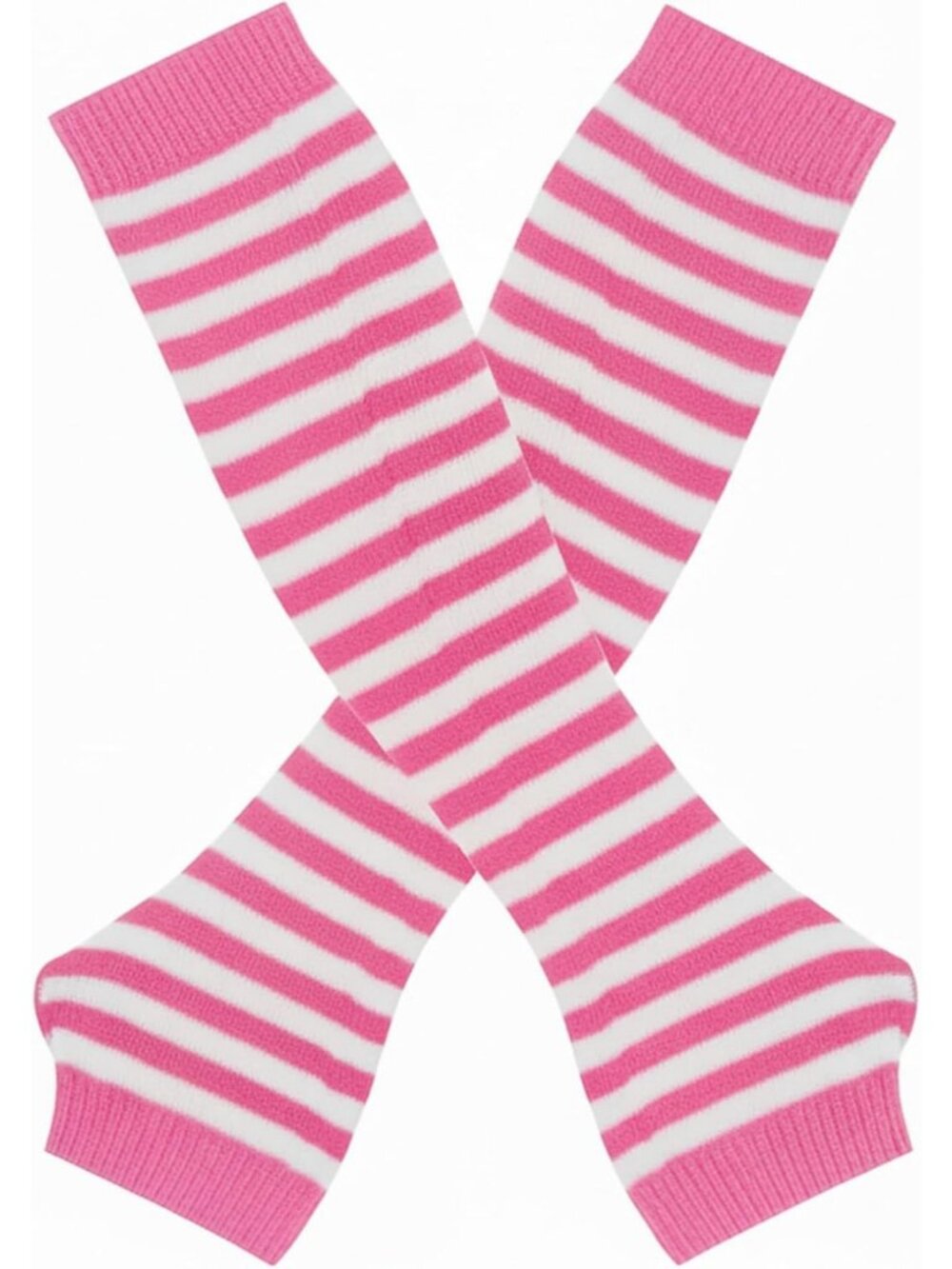 Women's Pink and white Striped Arm Warmers  Y2K Gothic Cosplay Fingerless Glove